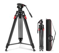 NEEWER 192cm Treppiede Video a Testa Fluida, Sgancio Rapido in Un Passo, Smorzamento Regolabile, Cavalletto Treppiede in Alluminio, Piastra QR a Due Modalità per Camera DSLR Videocamere, Max 8kg,LL27