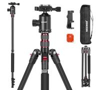 NEEWER 197cm Treppiede Monopiede per Fotocamera + Portatelefono, Treppiede da Viaggio con Telecomando, Testa Sfera, Colonna Centrale, Piastra QR Arca e Borsa, Tripod DSLR in Alluminio Max 15,4kg, TP77