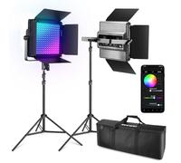 NEEWER 2 Luci Video a LED RGB1200 con APP 2.4G/Kit d'Illuminazione Fotografica/Video 60W, Cavalletto/Custodia 22000Lux@0.5m,Modulazione Precisa/incr.1%,RGB a 360°,CRI97+/TLCI98+/2500K-8500K,18 Effetti