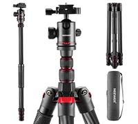 NEEWER 205cm Treppiede Fotocamera Monopiede in Fibra Carbonio con Assi Centrali Telescopici a 2 Sezioni Testa Sfera 360° Piastra QR Arca 1/4", Treppiede da Viaggio con Colonna ø28mm, Max 26,5lb, N55CR