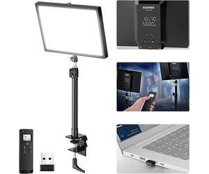 NEEWER 25W 12,9" Key Light Streaming con Supporto Tavolo/Remoto 2.4G/Trasmettitore USB Controllo APP PC/Mac 2300Lx/0,5m 2900-7000K CRI98+ Pannello Luce Video Dimmerabile per Webcam Laptop Zoom,GL25B