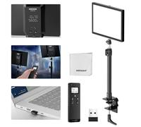 NEEWER 25W 12,9" Streaming Key Light con Supporto Tavolo/Telecomando 2.4G/Trasmettitore USB, Controllo APP PC/Mac, Pannello Luce Video Edge Lit 2300Lux 2900K-7000K CRI98+ per Webcam Laptop Zoom, GL25B