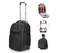 NEEWER 2in1 Borsa Fotocamera con Ruote con Divisori Antiurto Staccabili, Maniglia Retrattile, Cintura, Copertura Antipioggia, Zaino Robusto per Fotocamera Treppiede Flash Obiettivo Laptop, Nero, PB027