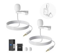 NEEWER 2pz Microfono Lavalier da Bavero Compatibile con Rode Wireless GO II 2 DJI Trasmettitore Wireless, Mic Lav a Clip Cablato a Condensatore Omnidirezionale per Palco YouTube Diretta, CM5, Bianco