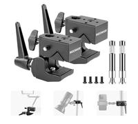 NEEWER 2pz Super Clamp con Perno 5/8", Blocco a Molla, Morsetto Ganascia da 2,4", Morsetto Granchio Robusto per Palo per Superficie Piana di Tubo Tondo, per Montaggio Luce Fotocamera, Max 15kg, UA017