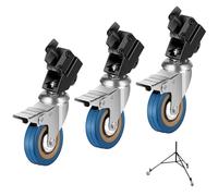 NEEWER 3 Pz Set di Ruote Girevoli Professionali, 360° Ruota Gomma e Bloccaggio del Freno a Pedale in Ferro Durevole, Adatta per Strutture Leggere Pesanti con Gambe ø0,9"/22mm, NOT per C Stativi,ST001