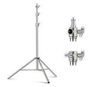 NEEWER 300cm Cavalletto Resistente in Acciaio Inossidabile con Universale Adattatore 1/4" a 3/8" per Softbox Strobo Flash Monoluce ecc. da Studio Fotografico, Colore Argento