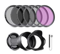 NEEWER 46mm ND2 ND4 ND8 UV CPL FLD Kit di filtri e accessori per lenti con copriobiettivo a scatto, paraluce a forma di tulipano, paraluce pieghevole in materiale elastomerico, custodia per filtri