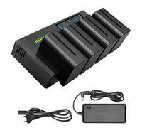 NEEWER 4pz Batteria Sostitutiva 7,4V 6600mAh NP-F970 con Caricatore a 4 Canali&Adattatore d' Alimentazione, Compatibile con NP-F550/750/770/970 FM500H QM71D QM91D, Monitor da Campo&Luce Video