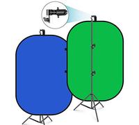 Neewer 5 x 7 ft/1,5 x 2 m - Sfondo cromato pieghevole, con supporto da 8,5 ft/2,6 m, pannello di sfondo verde blu verde reversibile 2 in 1 per studio fotografico, streaming live, videochiamate, giochi