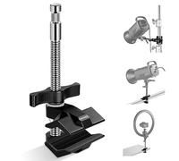 NEEWER 6" End Jaw Grip con 5/8" Stud, Steel Shaft End Grip con ganasce regolabili, cuscinetti in gomma per C Stand, anti-torsione, manico girevole facile blocco per luce video LED Softbox, UA040