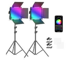 NEEWER 660 PRO RGB Luce LED Fotografia Kit d’Illuminazione: APP Controllo, Colori a 360°, 50W Dimmerabile 3200K-5600K CRI 97+ RGB Luci Video Faretto con Cavalletto per Foto Studio/Streaming/YouTube