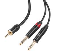 NEEWER 6ft Cavo Breakout da TRS 3,5mm 1/8 a Doppio TS 6,35mm 1/4, Maschio a Maschio, Adattatore Cavo Splitter Audio Stereo per Telefono Tablet Laptop Computer Mixer Monitor da Studio Sistemi PA, MS027