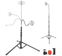 NEEWER 71" Treppiede Telefono con Gambe Reversibili, Braccio Flessibile, Testa Sfera 360°, Porta Telefono e Telecomando, Stativo Fotografico Portatile Compatibile con iPhone 15 Pro Max per Video, TS06