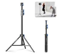 NEEWER 72-155cm Stativo Luce Fotografico con Testa Regolabile a 180° e 360°, Stativo Treppiede Video Portatile in Alluminio con Vite 1/4" e Cold Shoe per Luce Video LED, Ring Light, Flash, Mic, ST155A