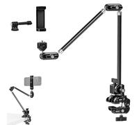 NEEWER 75cm Magic Arm Articolato con Super Clamp/Attacco Action Cam/Porta Telefono, Supporto Fotocamera da Tavolo Braccio Mic Boom Overhead, Compatibile con GoPro iPhone DSLR Webcam Mic Video, UA056