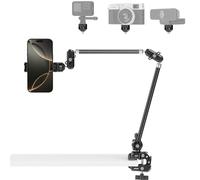 NEEWER 75cm Magic Arm Articolato+Super Clamp, Supporto Fotocamera da Tavolo Overhead con Filetto 1/4" 3/8" per ARRI, Cold Shoe e Portatelefono Compatibile con iPhone DSLR Action Cam Luce Video, UA056
