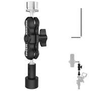 NEEWER Adattatore Supporto Microfono per Braccio Asta Microphone Mic Holder, Magic Arm con Doppia Mini Testa Sferica a 360° in Lega di Alluminio con Adattatore a Vite da 1/4" a 5/8", Max 2lb, MS049