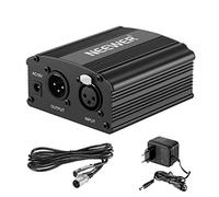 NEEWER Alimentazione Fantasma a 1 Canale 48V con Adattatore e un Cavo XLR Audio a 3 Pin per Tutti i Microfoni a Condensatore e le Apparecchiature di Registrazione