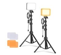 NEEWER Basic Kit di Illuminazione a Pannello Luce Foto LED, 2pz Luci da Studio Portatili Dimmerabili Bicolore con Stativi e Filtri, 3200K~5600K CRI95 750lux per Fotografia Video Streaming Live, BP66
