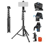 NEEWER BASIC Treppiede Telefono per iPhone Fotocamera con Telecomando e Portatelefono, 66" Selfie Stick Phone Stand in Metallo per Vlog Viaggio, Supporto Fotocamera e Cellulare per Video Film, TS03