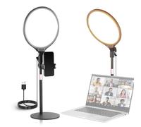 NEEWER Basics 10.5" Luce ad Anello da Scrivania con Supporto/Supporto per Telefono/Timer, Pannello LED dimmerabile da 15W a Schermo Intero per Selfie, Registrazione, SOLO Alimentazione USB A, R10