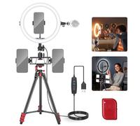 NEEWER BASICS 10" Selfie Ring Light con Treppiede/3 Porta Telefono Compatibile con iPhone/3 Cold Shoe/Telecomando, Luce Ringlight LED per Registrazione Video Vlog YouTube TikTok Trucco Streaming, R11