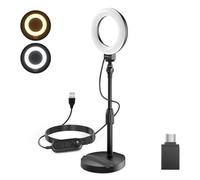 NEEWER BASICS 13cm Ring Light da Tavolo con Stand, Base Porta Telefono, Luce Selfie LED 10W Compatibile con iPhone per Riprese Video Laptop Webcam Zoom Illuminazione Videoconferenza Trucco, Nero BR60