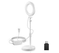 NEEWER BASICS 13cm Ring Light Telefono Scrivania con Stand, Luce Selfie LED 10W con Base di Portatelefono Compatibile con iPhone per Video Laptop Webcam Zoom Videoconferenza Trucco, Bianco BR60