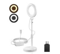 NEEWER BASICS 13cm Ring Light Telefono Scrivania con Stand, Luce Selfie LED 10W con Base di Portatelefono Compatibile con iPhone per Video Laptop Webcam Zoom Videoconferenza Trucco, Bianco BR60