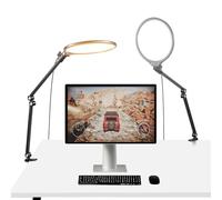 NEEWER BASICS 2 Luci Streaming 10,5", Ring Light a Pannello LED Schermo Intero 3000-6500K 15W con Braccio Regolabile Supporto Tavolo Morsetto Timer per Laptop Computer Videoconferenza Zoom Trucco, R10