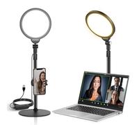 NEEWER BASICS 7" Luce Selfie per Telefono da Tavolo, 10W Dimmerabile 3000k-6500K Schermo Intero, Ring Light con Stativo e Portatelefono per Videoconferenze Selfie Vlog Trucco Streaming Live Video, R06