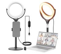 NEEWER BASICS 7" Ring Light da Tavolo con Supporto/Porta Telefono Compatibile con iPhone, Luce Selfie LED Bicolore 10W CRI95+ per TikTok Registrazione Laptop Webcam Zoom Video Conferenza Trucco, RL7B