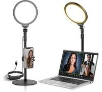 NEEWER BASICS 7" Ring Light LED da Tavolo, Controllo App, Luce Video Conferenza USB a Schermo Intero 10W, Supporto da Scrivania Porta Telefono Compatibile con iPhone per Selfie Trucco Streaming, R06S