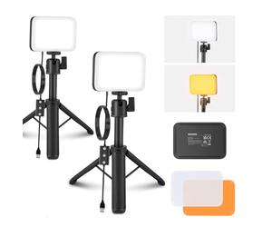 NEEWER BASICS BP66 2pz Luce Video a Pannello LED, Lampada Videoconferenza | Kit con Treppiede Tavolo, Filtri, per Webcam Computer Laptop Chiamate Zoom Trucco Registrazione Selfie Streaming, Dimmerabile