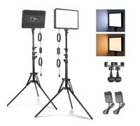 NEEWER Basics BP25B - Set di 2 luci a LED da 25 W, treppiedi da 2,59", 4 scarpe Cold Shoes, 2880 lx/0,5 m, 2700 - 6500 K, dimmerabile, per fotografia in studio, riprese video e streaming live