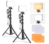 NEEWER BASICS Kit di Illuminazione a Pannello Luce Video LED, 2pz Luci da Studio Portatili Dimmerabili Bicolore con Stativi e Filtri, 3200K~5600K CRI95 750lux per Fotografia Video Streaming Live, BP66