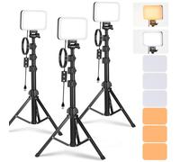 NEEWER BASICS Kit Illuminazione di Luce Pannello Video LED, Luci Studio Portatili Dimmerabili Bicolore da 3 Pezzi con Treppiedi e Filtri, 3200K-5600K CRI95 750lux per Fotografia Video Streaming, BP66