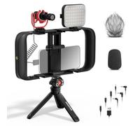 NEEWER BASICS Kit Vlogging con Phone Cage Rig Microfono Luce LED Treppiede Compatibile con iPhone, Essenziale per Creatori di Contenuti Principianti YouTuber per Video Streaming YouTube TikTok, PA055