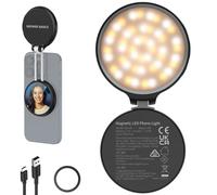 NEEWER BASICS Luce LED Magnetica per Selfie Compatibile con MagSafe iPhone, Supporto Telefono da Tavolo con Specchio per Trucco, 1160lx/0,2m 900mAh CRI95, Fill Light per Video Streaming, Nero NL48R
