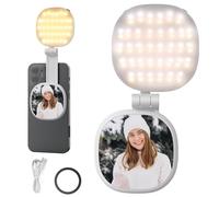 NEEWER BASICS - Luce magnetica per selfie, compatibile con MagSafe iPhone, 2 W, bicolore, piccolo LED ad anello di riempimento CRI95+, girevole a 360°, specchio per registrazione di videoconferenze