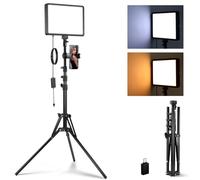 NEEWER BASICS Luce Pannello LED Video, Kit Illuminazione da Studio con Stand 150cm/Portatelefono per Registrazione Video Fotografia Streaming Podcast, 850lx/0,5m Bicolore 2700-6500K Dimmerabile, BP300