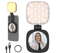 NEEWER BASICS Luce Selfie Magnetica Compatibile con MagSafe iPhone, CRI95 700lx/0.3m Ring Light Telefono LED Pieghevole con Supporto/Specchio per Zoom Trucco Foto Riprese Videoconferenza, Nero NL48B