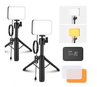 NEEWER BASICS Luce Video a Pannello LED da Scrivania (2pz), Kit Lampada per Videoconferenza con Treppiedi Tavolo/Filtri per Webcam Computer Laptop Zoom Call Trucco Registrazione Selfie Streaming, BP66