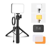 NEEWER BASICS Luce Video a Pannello LED da Scrivania, Kit Lampada Videoconferenza con Treppiede Tavolo/Filtri per Webcam Computer Laptop Zoom Call Trucco Registrazione Selfie Streaming, Bicolore, BP66