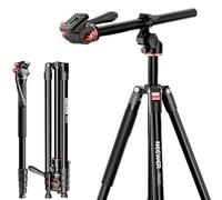 NEEWER BASICS Monopiede Treppiede Fotocamera Overhead con Testa Fluida e Colonna Centrale Orizzontale, DSLR Video Tripod da Viaggio Metallico 191,5cm, Piastra QR Arca/Gambe Reversibili, Max 8kg, TP015