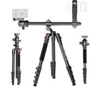 NEEWER BASICS TP66 - Treppiede orizzontale da 164 cm, per doppia fotocamera, in alluminio, da viaggio, DSLR, con supporto per cellulare, compatibile con iPhone, per registrazione video, carico fino a