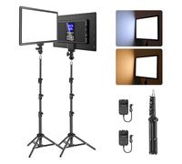 NEEWER BASICS Pannello Luce Video LED da 13", Kit Illuminazione Studio da 2pz con Stativi, Key Light Bicolore per Fotografia Streaming Podcast Registrazione, 2400Lux 3200-5600K CRI97+ 8000mAh,NL-192B