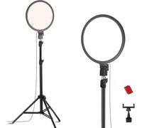 NEEWER BASICS Ring Light 10" con Treppiede 63”/Porta Telefono/Telecomando Compatibile con iPhone, Luce LED Bicolore Edge Lit a Schermo Intero 15W CRI95+ per Riprese Video Selfie Streaming Trucco, R10L
