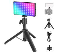 NEEWER BASICS Luce Fotocamera a RGB Completo con Treppiede da Tavolo, 8W CRI97 2700K-7500K 17 Scene 4000mAh, Luce Video a Pannello LED Piccolo Portatile in Metallo per DSLR Streaming Foto Video,SL90C